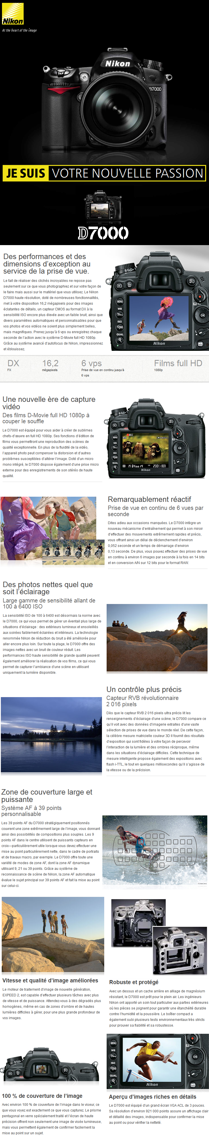 Acheter Reflex Nikon D7000 + Objectif AF-S DX Nikkor 18-105mm f/3.5-5.6G ED VR Maroc