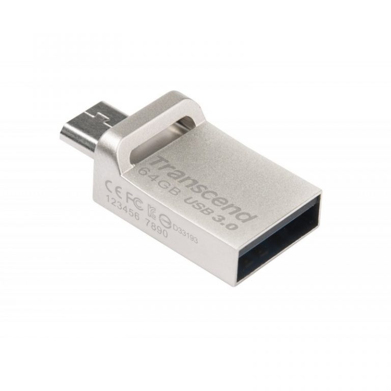 Clé USB et Micro-USB OTG Transcend JetFlash 880 - USB 3.0 Silver