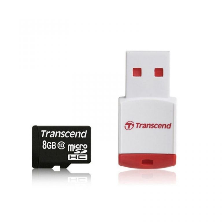 Transcend 8 Go Carte mémoire microSDHC Classe 10 avec Lecteur USB