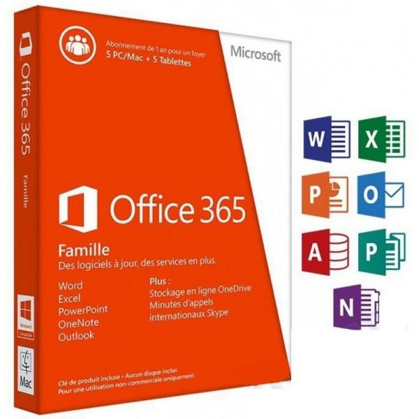 Microsoft Office 365 Famille Premium 32/64 Bits - Licence d'abonnement ( 1 an ) - jusquà 5 PC ou Mac + 5 tablettes