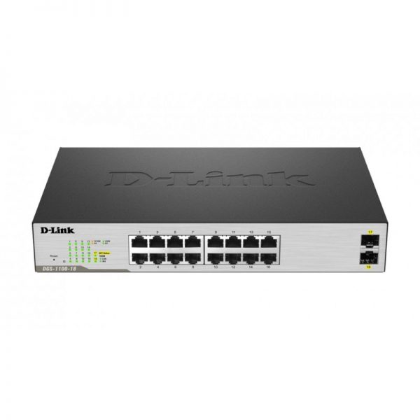 Switch Administrable D-LINK 16 ports Gigabit Green Ethernet avec 2 SFP ports (DGS-1100-18)